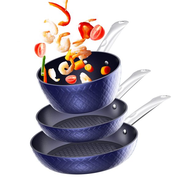 Kitchuli 3-Piece Blue Diamond Frying Pan Set